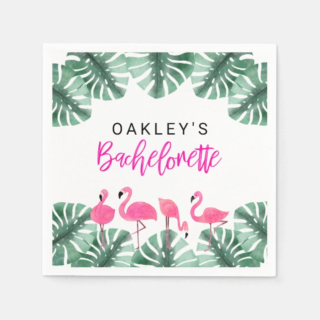 Guardanapo De Papel Bachelorette Tropical Flamingo, Rosa-Quente, OAKLE (Frente)