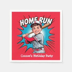 Guardanapo De Papel Bacia de Aniversário do Baseball em Home Run Boy