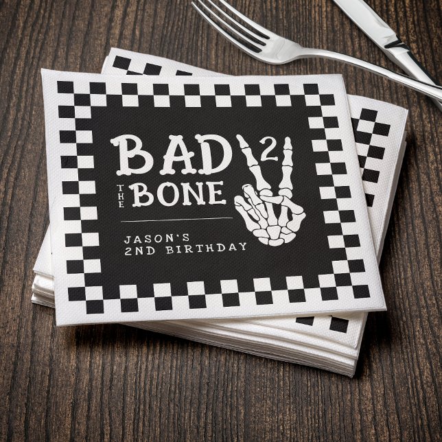 Guardanapo De Papel Bad 2 the Bone Skeleton 2nd Birthday Party (Criador carregado)