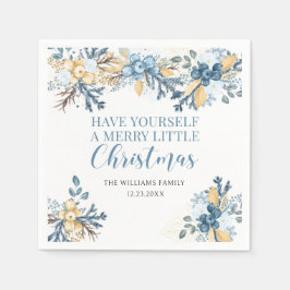 Guardanapo De Papel Bagas de inverno azuis de Feliz Natal