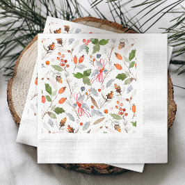 Guardanapo De Papel Bagas e Folhagens Botânicas de Inverno para o Nata