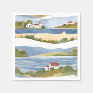 Guardanapo De Papel Baía de Cape Cod Aquarela Costeira da Orla Oceân