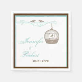 Guardanapo De Papel Baiagem Vintage em Casamento Brown e Aqua
