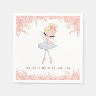 Guardanapo De Papel Bailarina Loira de Vestido Branco Aniversário Flor