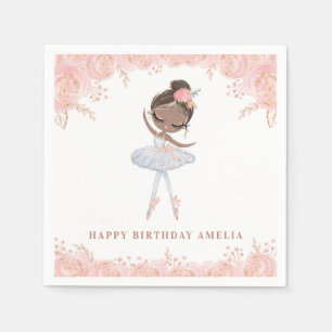 Guardanapo De Papel Bailarina Preta de Vestido Branco Aniversário Flor