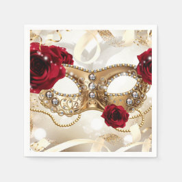 Guardanapo De Papel Baile de Máscaras de Aniversário Cream Gold