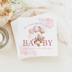 Guardanapo De Papel BAILEY Pink Barly Wait Teddy Bear Chá de fraldas