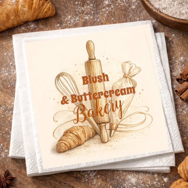 Guardanapo De Papel Bakery Logo Pastry Shop Branding (Criador carregado)