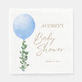 Guardanapo De Papel Balão Azul Aquarela Chá Bebê Menino Oh Menino