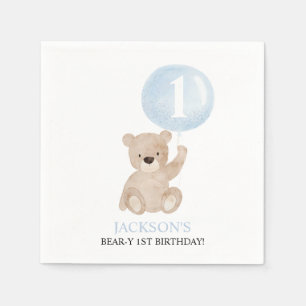 Guardanapo De Papel Balão Azul de Beary primeiro aniversario Boys