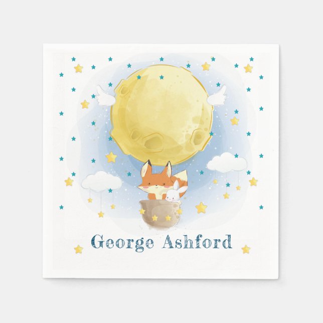 Guardanapo De Papel Balão de Ar Moon Personalizado (Frente)