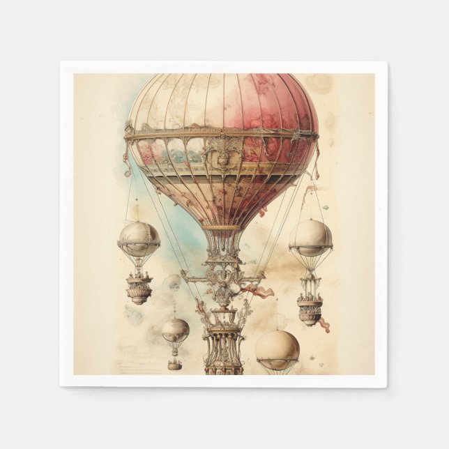 Guardanapo De Papel Balão de Ar Quente Steampunk (4) (Frente)