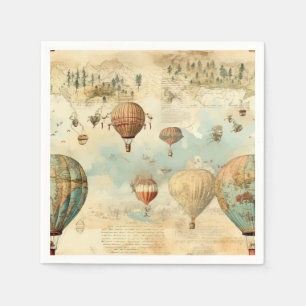 Guardanapo De Papel Balão de Vintage Ar Quente em Paisagem Serena (11)