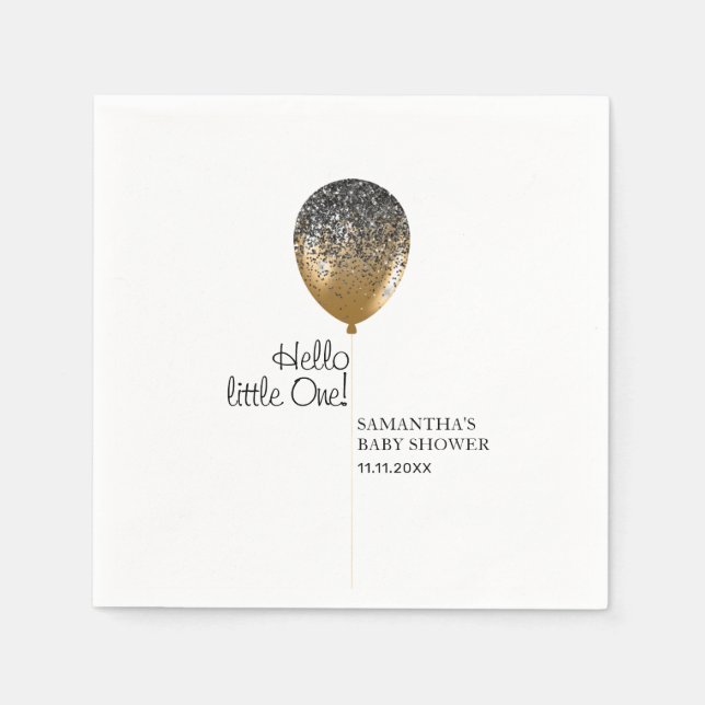 Guardanapo De Papel Balão Dourado de Chuvada de Bebê Moderna (Frente)