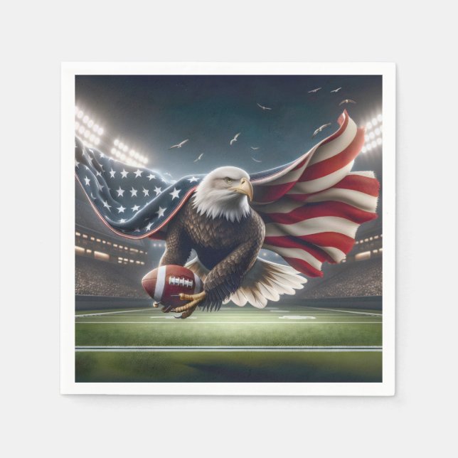 Guardanapo De Papel Bald Eagle com futebol americano (Frente)