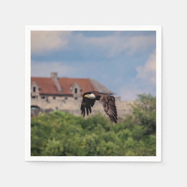 Guardanapo De Papel Bald Eagle passando Fort Ticonhava (Frente)
