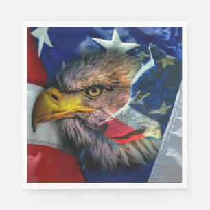 Guardanapo De Papel Bald Eagle Wolf American Flag