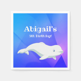 Guardanapo De Papel Baleia Azul Personalizada Beluga Aniversário