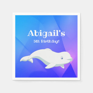 Guardanapo De Papel Baleia Azul Personalizada Beluga Aniversário