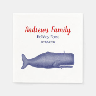 Guardanapo De Papel Baleia Estilizada do século XIX #1 N Azul