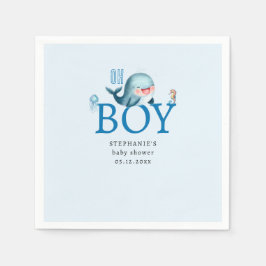 Guardanapo De Papel Baleia sob a água do mar Chá de fraldas azul