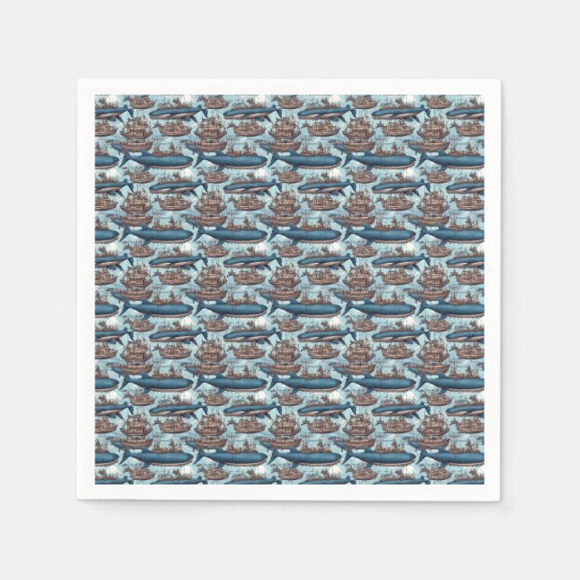 Guardanapo De Papel Baleias e naves (Frente)