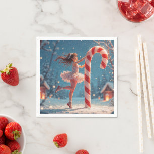 Guardanapo De Papel Ballerina Anime Girl & Candy Cane Christmas