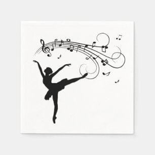 Guardanapo De Papel Ballerina Dançando com Notas de Música