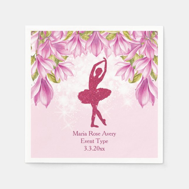 Guardanapo De Papel Ballerina Pink Birthday Personalizada (Frente)