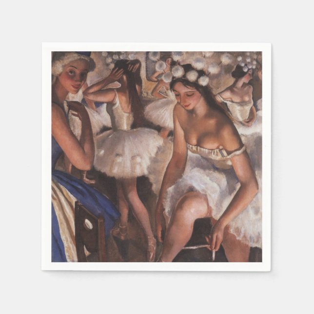 Guardanapo De Papel Ballerinas no camarim (por Serebriakova) (Frente)