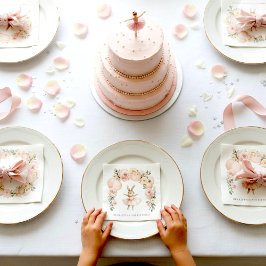 Guardanapo De Papel Ballet Bunny Watercolor Birthday Paper Napkins