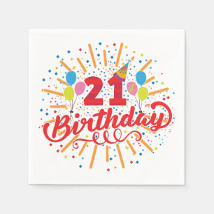 Guardanapo De Papel Balões aniversário de 21 anos coloridos