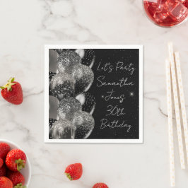 Guardanapo De Papel Balões Aniversário do Festa Negra de Lata Negra