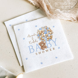 Guardanapo De Papel Balões azuis Chá de fraldas do Urso de Teddy