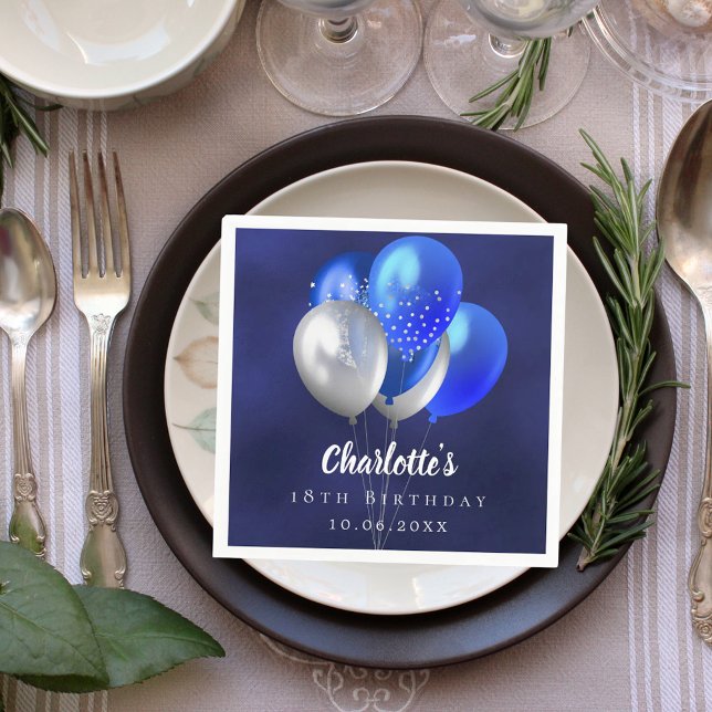 Guardanapo De Papel Balões azuis do marinho de aniversário (Criador carregado)