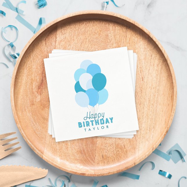 Guardanapo De Papel Balões Azuis Feliz Aniversário (Criador carregado)