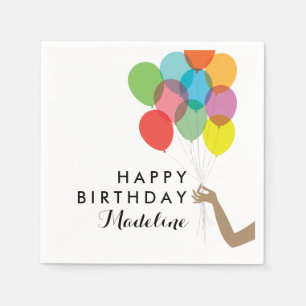 Guardanapo De Papel Balões Brilhantes Personalizados Feliz Aniversário