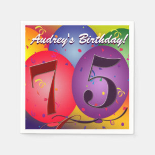 Guardanapo De Papel Balões coloridos do aniversário para o 75th