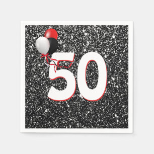 Guardanapo De Papel Balões de 50º aniversário sobre Nápoles Negro