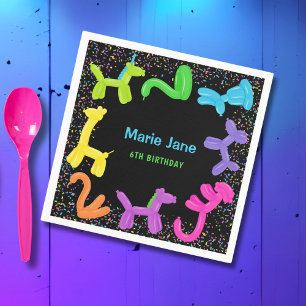 GUARDANAPO DE PAPEL BALÕES DE ANIMAIS DE ANIVERSÁRIO NEONÊS PLACAS DE