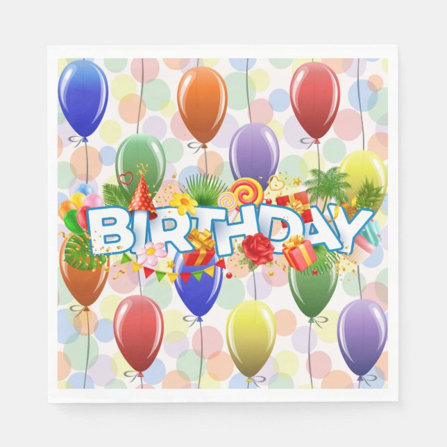 Guardanapo De Papel Balões de Aniversário (Frente)