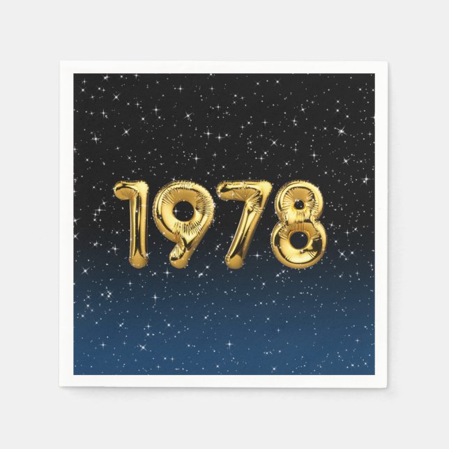 Guardanapo De Papel Balões de Aniversário 1978 Em Estrelas (Frente)