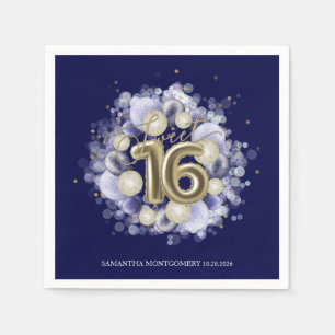 Guardanapo De Papel Balões de Aniversário de 16 anos Sweet Gold Foil A