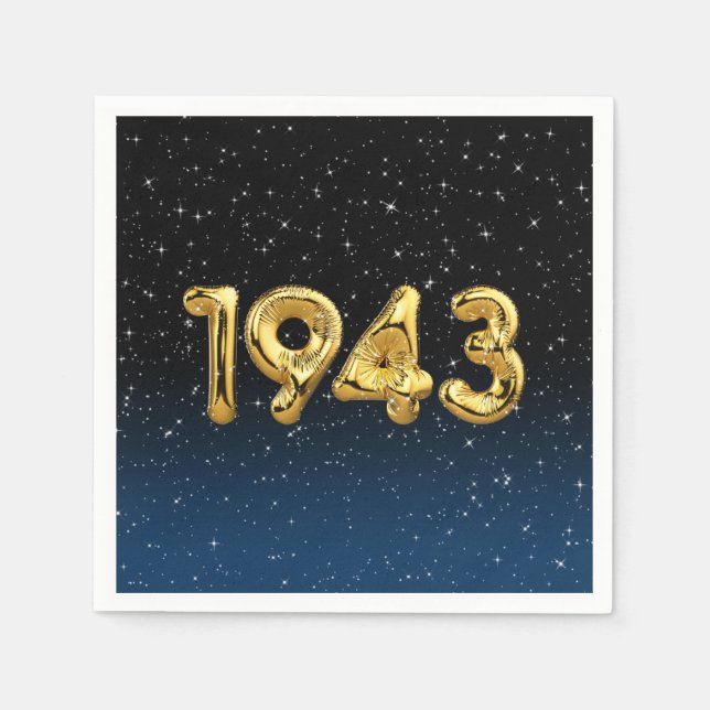 Guardanapo De Papel Balões De Aniversário De 1943 Em Estrelas Napkins (Frente)