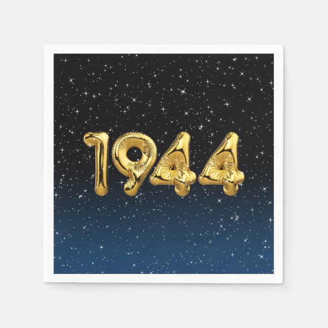 Guardanapo De Papel Balões De Aniversário De 1944 Em Estrelas (Frente)
