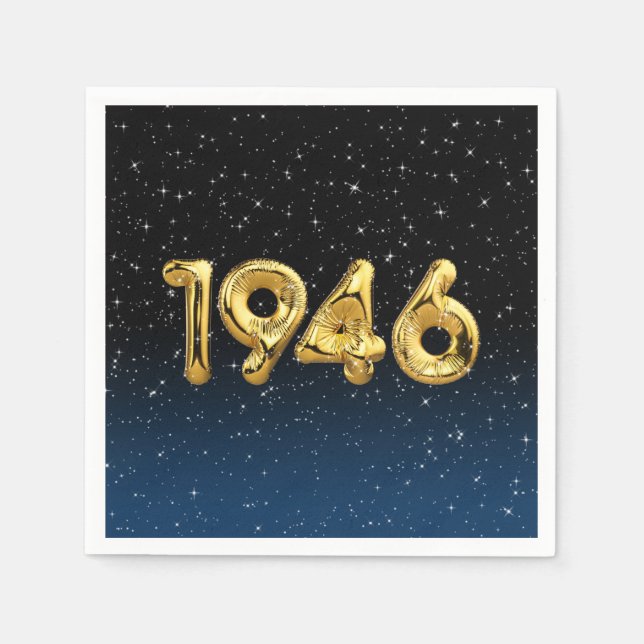Guardanapo De Papel Balões De Aniversário De 1946 Em Estrelas Napkins (Frente)