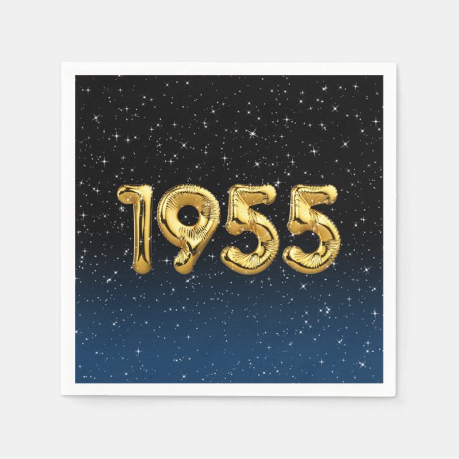 Guardanapo De Papel Balões De Aniversário De 1955 Nas Estrelas Napkins (Frente)
