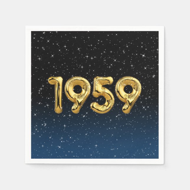 Guardanapo De Papel Balões De Aniversário De 1959 Em Estrelas (Frente)