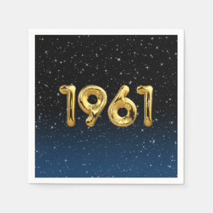 Guardanapo De Papel Balões De Aniversário De 1961 Em Estrelas Napkin