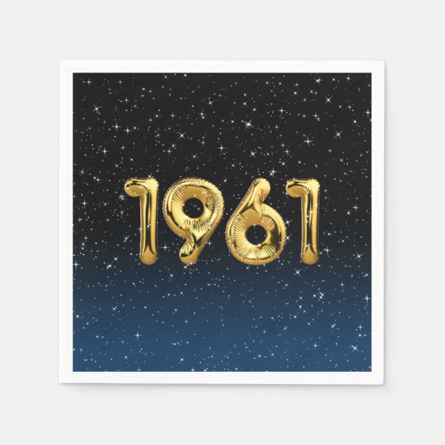 Guardanapo De Papel Balões De Aniversário De 1961 Em Estrelas Napkins (Frente)